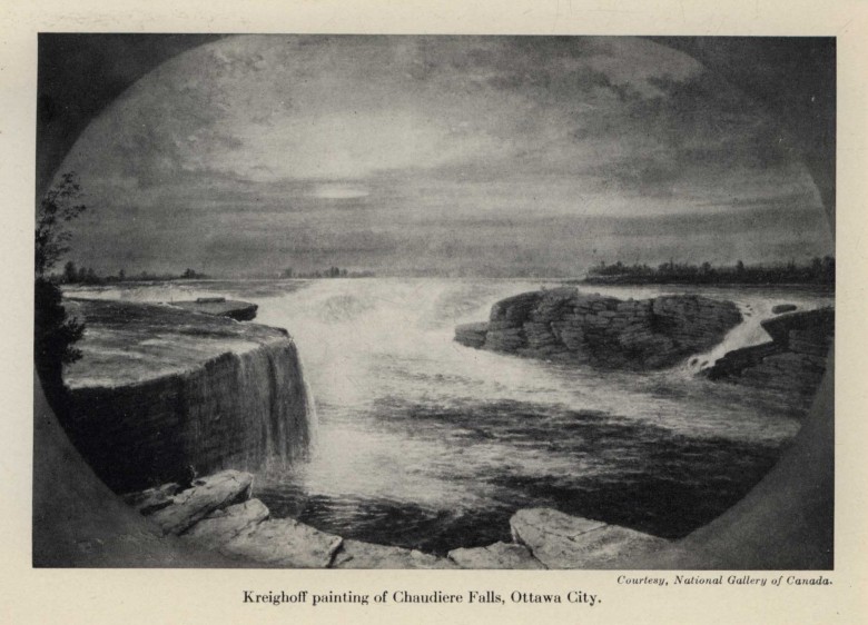 Kreighoff painting of Chaudire Falls, Ottawa City.
