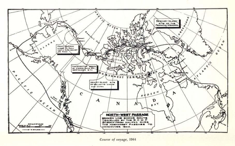 Course of voyage, 1944